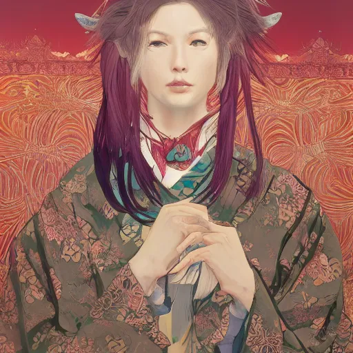Image similar to anthropomorphic capybara in kimono, highly detailed, digital painting, artstation, concept art, smooth, sharp focus, illustration, art by artgerm and greg rutkowski and alphonse mucha