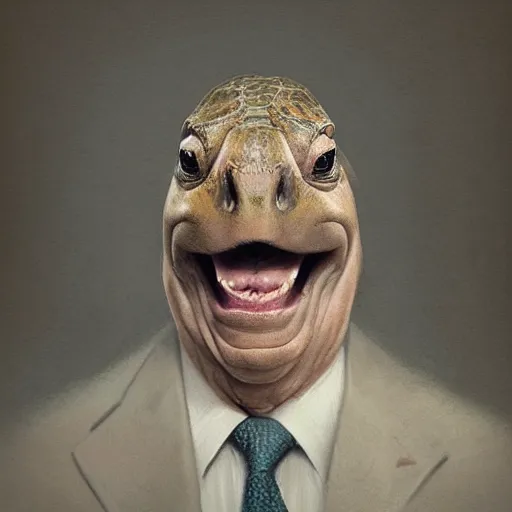 Prompt: amazingly beautiful portrait of a hyper realistic mitch mcconnell as a tortoise painted by greg rutkowski, artgerm, beautiful lighting, masterpiece, epic, 4 k