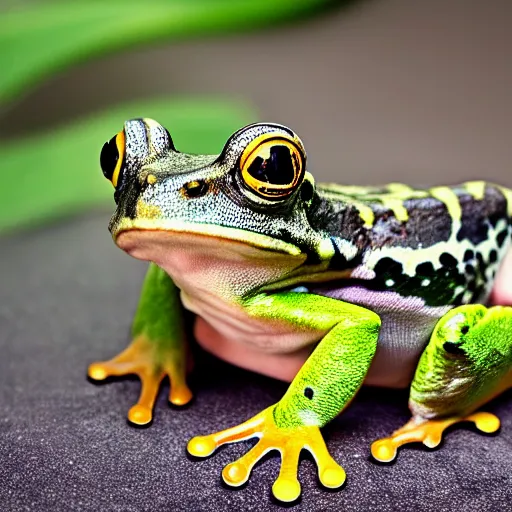 Image similar to a portrait photo of frog dog rabbit gecko, award winning photography, 5 0 mm