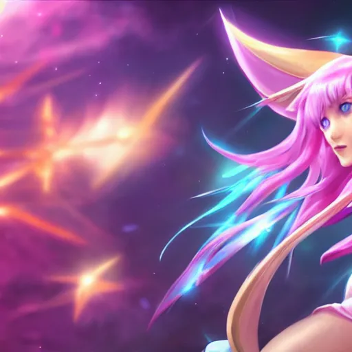 Prompt: star guardian ahri 8 k photorealistic league of legends wallpaper