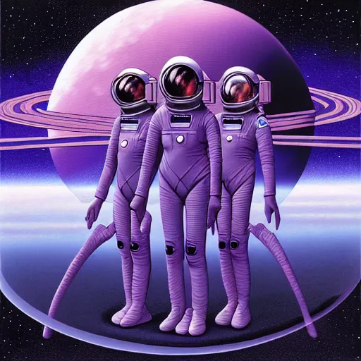 Prompt: futuristic | album cover | space station | astronaut woman | in the style of wayne barlowe