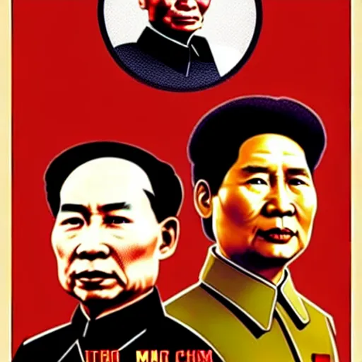 Image similar to ho chi minh and mao zedong vietnam war in star wars attack of the clones poster style