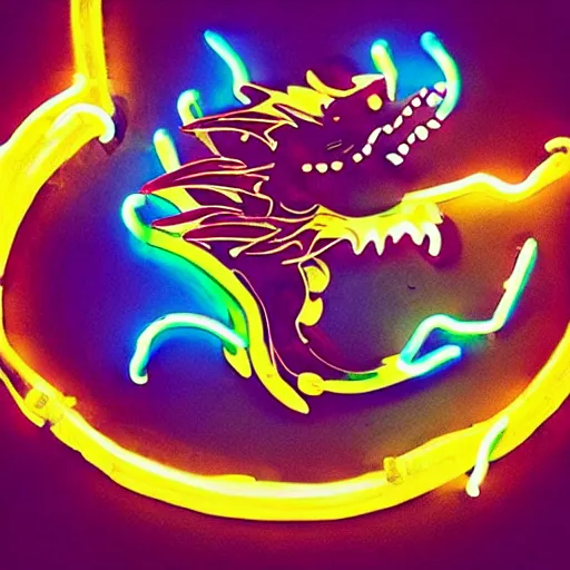 Prompt: “fire breathing dragon, neon lights”