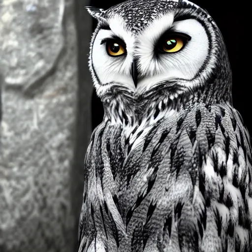 Prompt: eda the owl lady realistic photo, cinematic, unreal engine