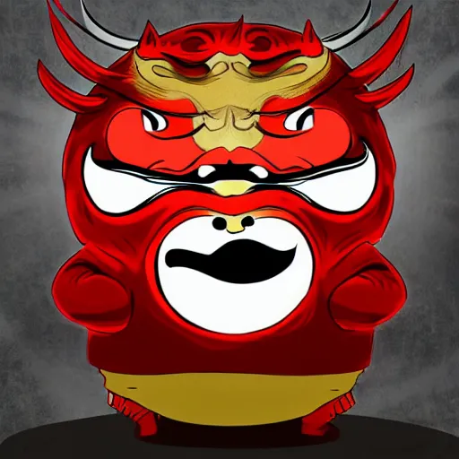 Image similar to daruma turned into a demon, satanic