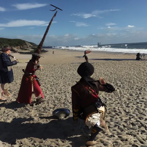 Image similar to Pirates desperately looking for treasure on Riverdean Beach