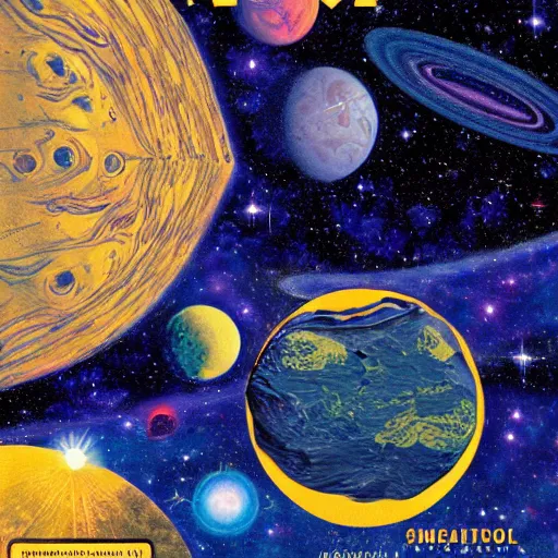 Prompt: Liminal space in outer space as an Utopian Scholastic encyclopedia book cover