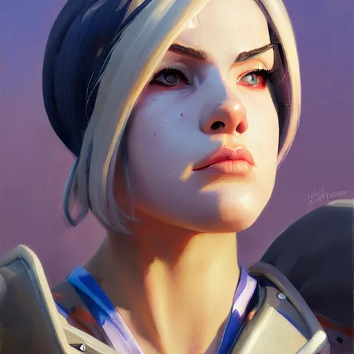 Image similar to greg manchess portrait painting of alice zuberg as overwatch character, sao, medium shot, asymmetrical, profile picture, organic painting, sunny day, matte painting, bold shapes, hard edges, street art, trending on artstation, by huang guangjian and gil elvgren and sachin teng