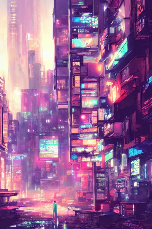 Prompt: digital painting, trending on pixiv, life as we know it coming to an end, cyberpunk city, intricate scenery, y 2 k, unknown