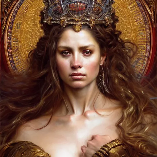 Prompt: highly detailed portrait of a majestic lioness queen in the form of a beautiful woman. d & d. art by donato giancola, franz xaver winterhalter, luis royo, bastien lecouffe - deharme. trending on artstation, intricate details, energetic composition, golden ratio, concept art, illustration, elegant art, global illuminaition