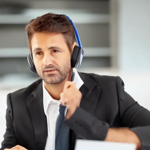 Image similar to stock photo of businessman talking on a bluetooth headset made out of a brownie