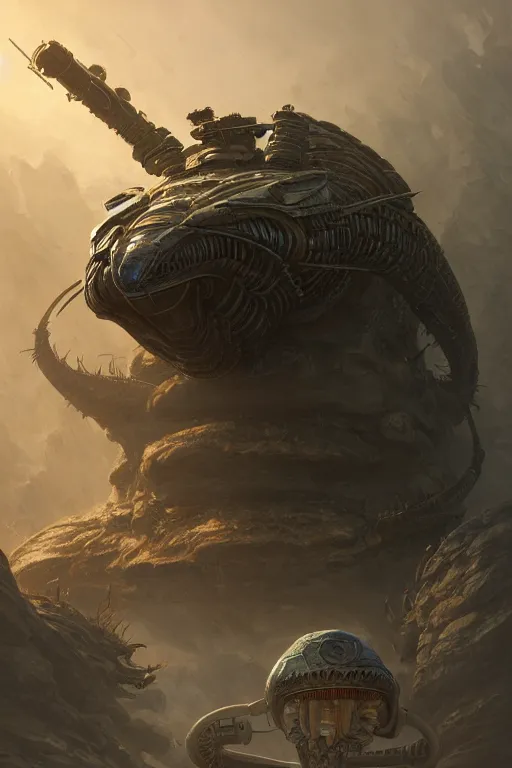 Image similar to alien tank, highly detailed, d & d, fantasy, highly detailed, digital painting, trending on artstation, concept art, sharp focus, illustration, global illumination, ray tracing, realistic shaded, art by artgerm and greg rutkowski and fuji choko and viktoria gavrilenko and hoang lap, sunny