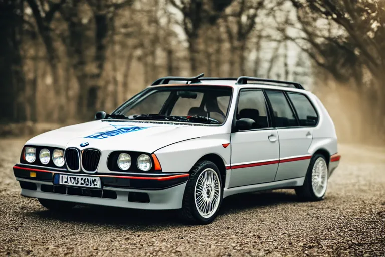 Image similar to 2005 Lancia Delta Integrale BMW M1 estate wagon, XF IQ4, 150MP, 50mm, F1.4, ISO 200, 1/160s, natural light, Adobe Photoshop, Adobe Lightroom, photolab, Affinity Photo, PhotoDirector 365