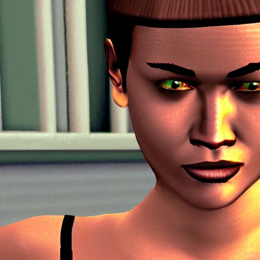 Prompt: close up of a woman in GTA San Andreas, PlayStation 2 graphics, low quality 3D model