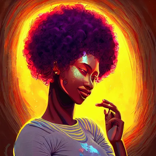 Image similar to afro goddess inside matrix deepdream radiating a glowing aura stuff loot legends stylized digital illustration video game icon artstation lois van baarle, ilya kuvshinov, rossdraws,