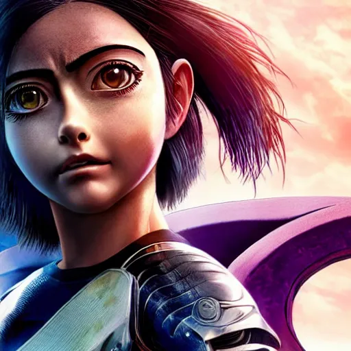 Image similar to portrait of alita battle angel