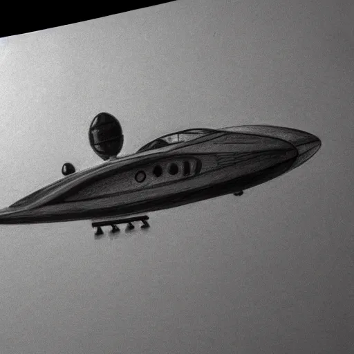 Image similar to black - and - white pencil drawing of a spaceship