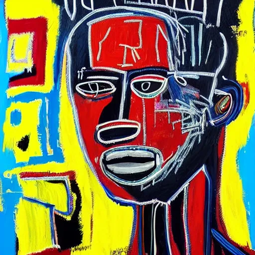 Image similar to A extremely highly detailed majestic hi-res beautiful immaculate head and shoulders painting of a strong black african man by Jean-Michel Basquiat, 8k, high textures, hyper sharp, insanely detailed and intricate, super detailed, 4k HDR high quality