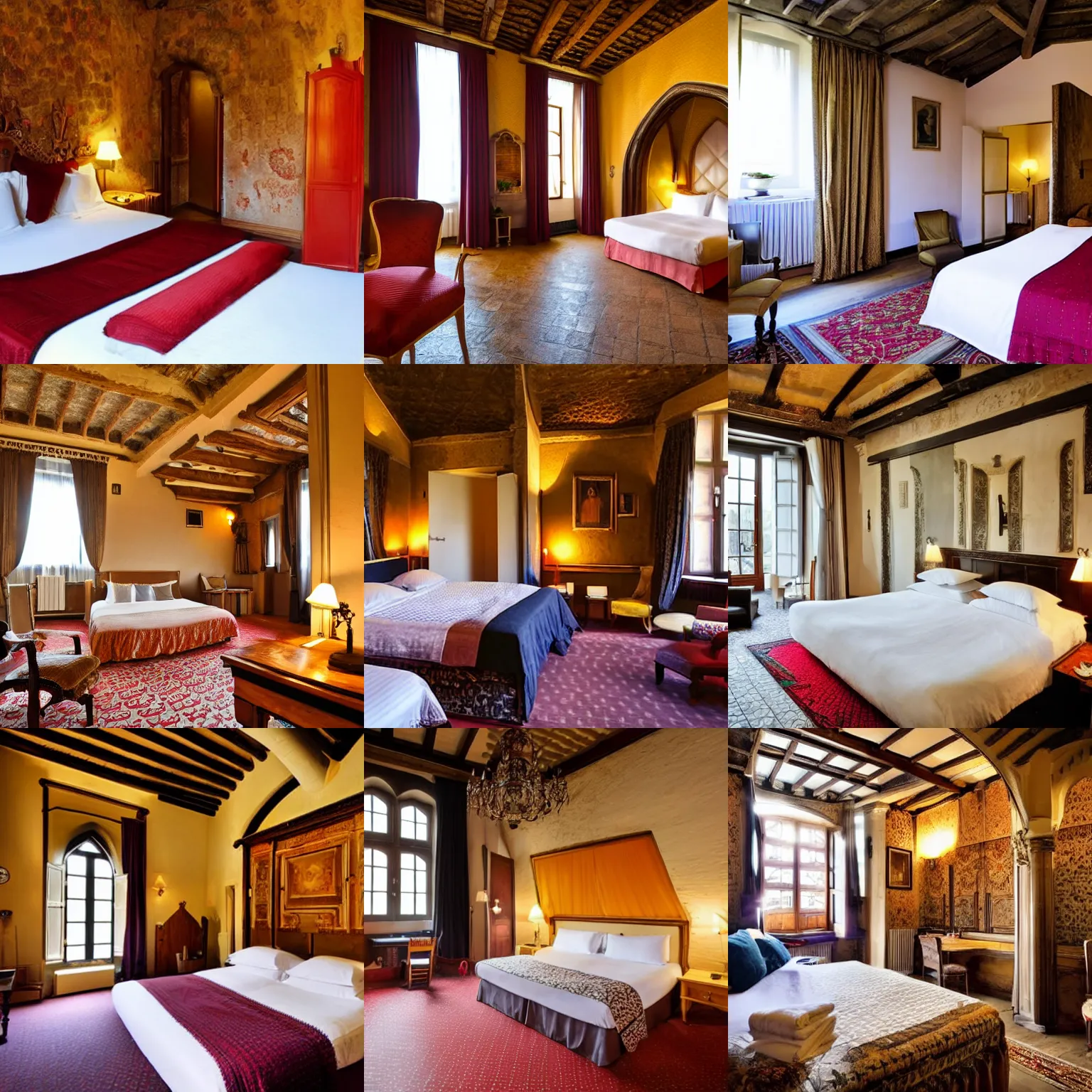 Prompt: hotel room in a 1 5 th century castle in belgium