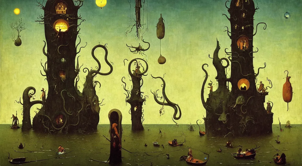 Prompt: single flooded simple!! tentacle gourd tower anatomy, very coherent and colorful high contrast masterpiece by norman rockwell franz sedlacek hieronymus bosch dean ellis simon stalenhag rene magritte gediminas pranckevicius, dark shadows, sunny day, hard lighting