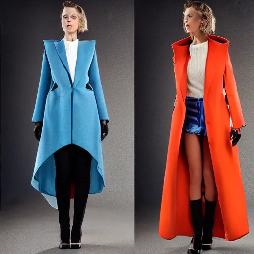 Image similar to futuristic clothing, 2 0 3 0. weather. women's coat. fantasy.