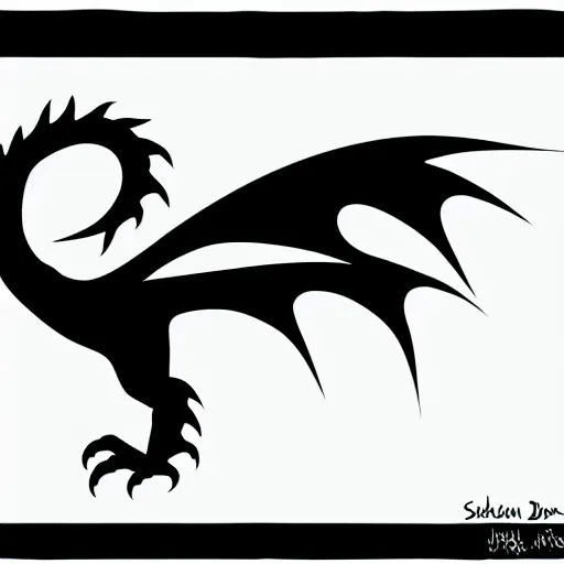 simple dragons black and white