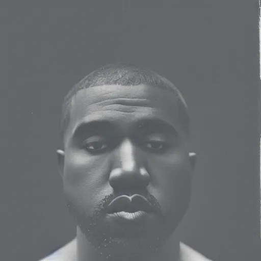 Image similar to a chiaroscuro lighting portrait of kanye west dressed as jesus, black background, portrait by julia margaret cameron, shallow depth of field, 8 0 mm, f 1. 8