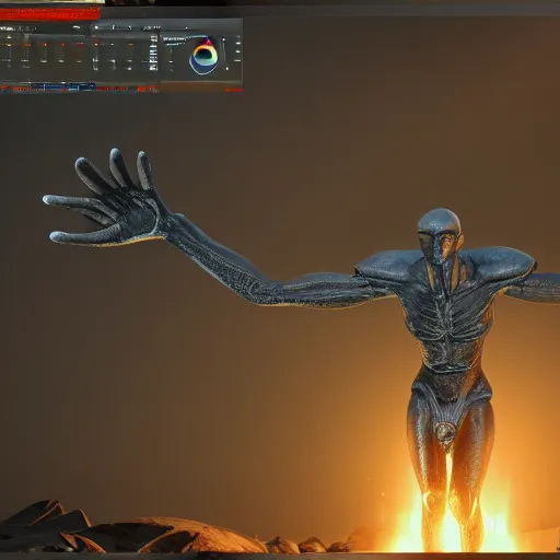 Prompt: a magestic humanoid alien god being workship, cinematic realistic, unreal engine 5