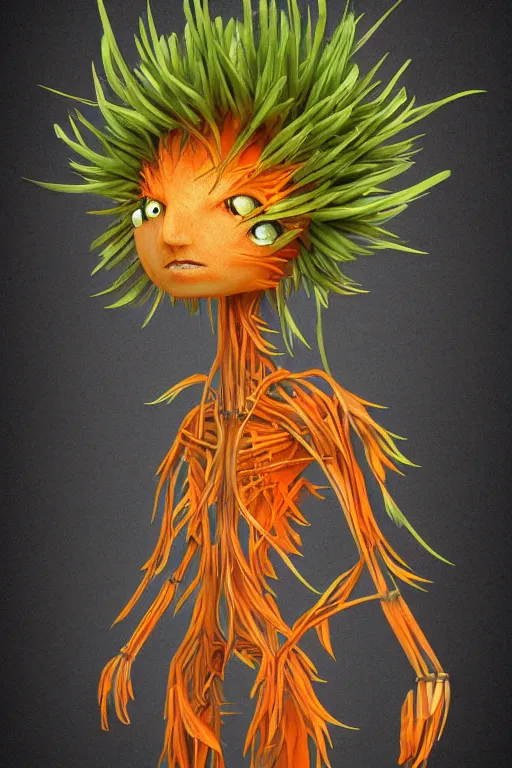 Prompt: a humanoid figure dandelion plant monster, orange eyes, highly detailed, digital art, sharp focus, ambient orange lighting, trending on art station, anime art style