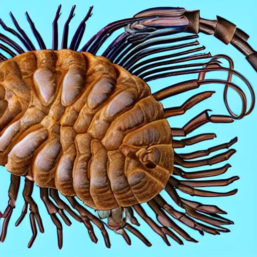 Image similar to cowboy giant isopod, scientific diagram from an encyclopedia