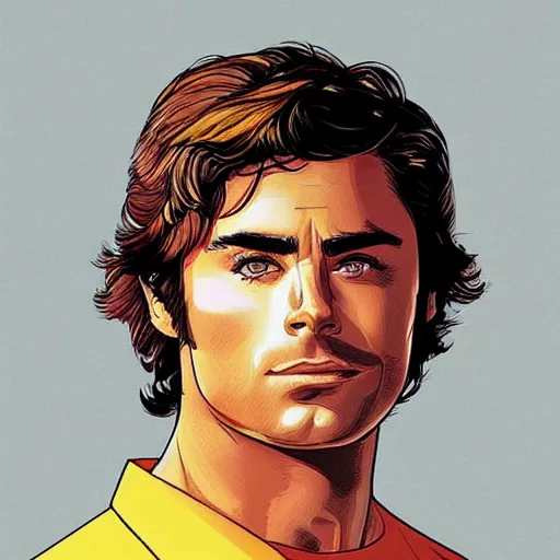 Image similar to “ zac efron retro minimalist portrait by jean giraud, moebius, sharp, smooth face, comic, 8 k ”