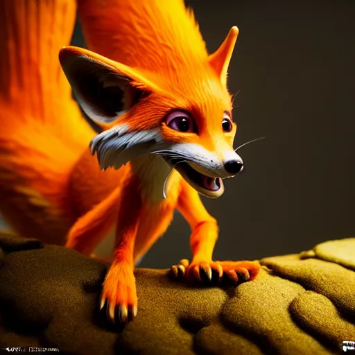 Image similar to weta disney pixar movie still macro close photo of cute anthropomorphic vulpes vulpes fulva wearing leeloo costume : : by weta, greg rutkowski, wlop, ilya kuvshinov, rossdraws, artgerm, octane render, iridescent, bright morning, anime, liosh, mucha : :