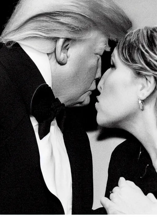 Image similar to beautiful romantic photo of donald trump kissing donald trump.