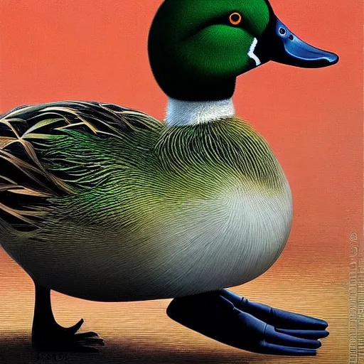 Prompt: a duck on the prowl oil painting igor morski