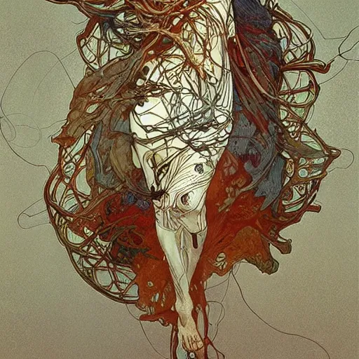 Prompt: nanoparticles, by james jean, greg rutkowski, giger, alphonse mucha, andrew wyeth