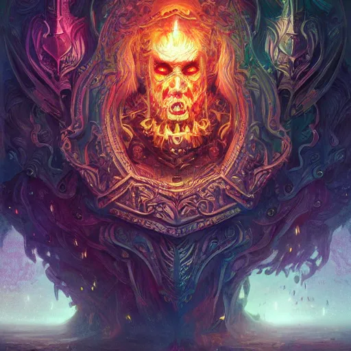 Image similar to darklord amdusc colorful, fantasy, intricate, highly detailed, digital painting, hq, trending on artstation, illustration, style of stanley artgerm and greg rutkowski and dan mumford