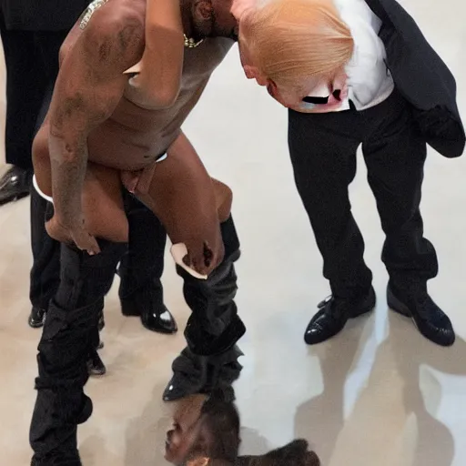 Image similar to kanye west kissing donald trump