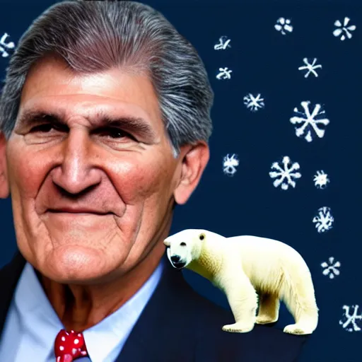 Prompt: Joe Manchin and a polar bear who are best friends, digital art