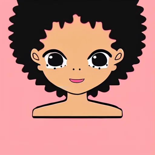 Image similar to a cute 2 d hair barrette character, afro, design, detailed eyes logo