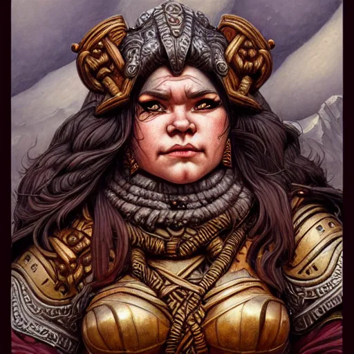 Image similar to portrait painting of a dwarven berserker woman, sharp focus, award - winning, trending on artstation, masterpiece, highly detailed, intricate. art by rebecca guay