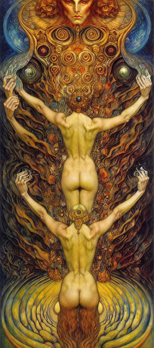 Image similar to Divine Chaos Engine by Karol Bak, Jean Delville, William Blake, Gustav Klimt, and Vincent Van Gogh, symbolist, visionary