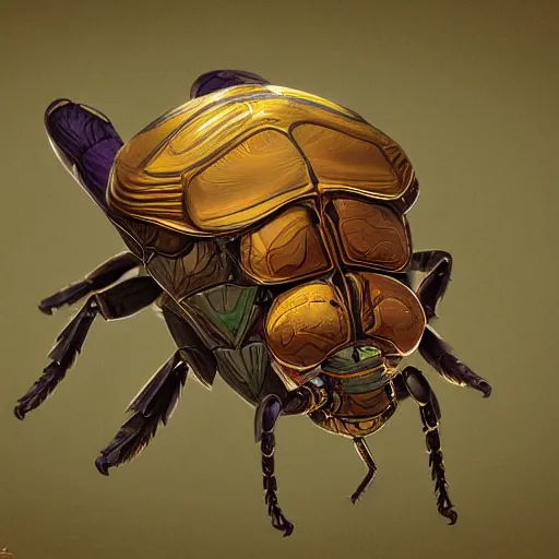 Prompt: A complex scarab insect, highly detailed and intricate, by Lois van baarle , 8k