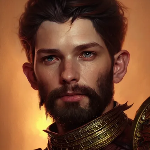 Image similar to portrait painting of a d & d male cleric, ultra realistic, concept art, intricate details, eerie, highly detailed, photorealistic, octane render, 8 k, unreal engine. art by artgerm and greg rutkowski and charlie bowater and magali villeneuve and alphonse mucha