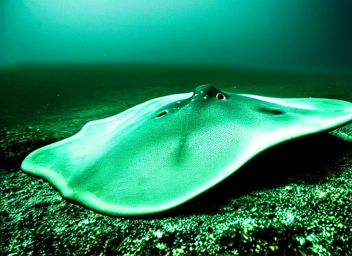 Image similar to under water stingray, water light scattering, underwater photography, high details, 8 k, realistic shot, cinematic lighting