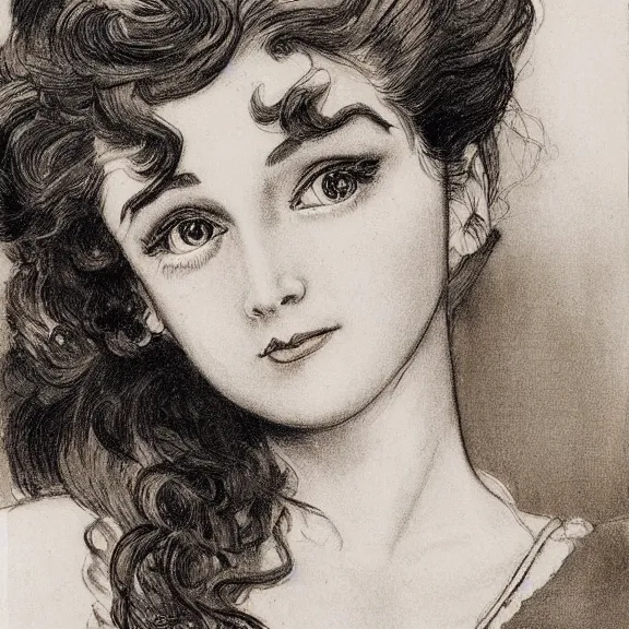 Image similar to a highly detailed portrait in the style of milo manara and in the style of charles dana gibson.