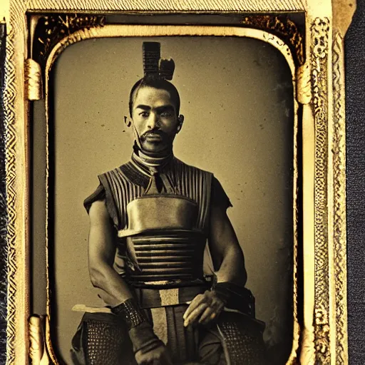 Image similar to egyptian samurai, tintype photograph