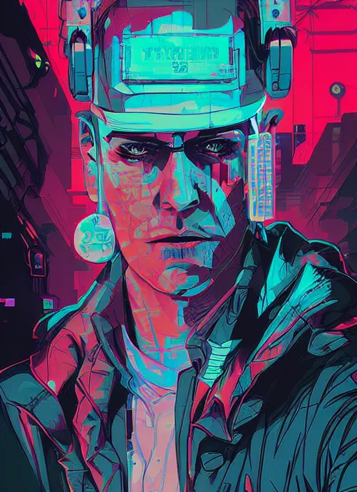Prompt: cyberpunk police detective by josan gonzalez splash art graphic design color splash high contrasting art, fantasy, highly detailed, art by greg rutkowski