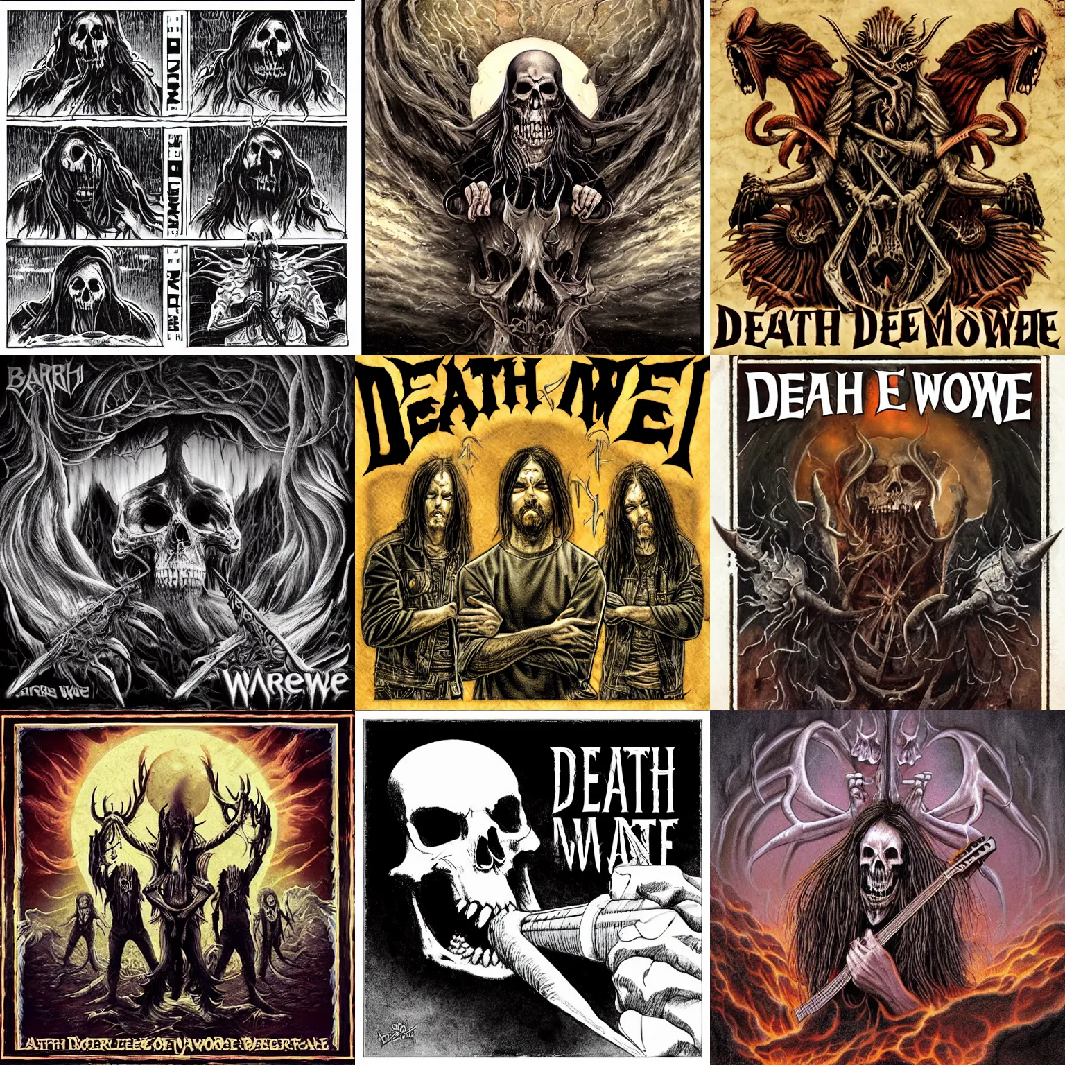 Prompt: death metal band cover by Barlowe Wayne