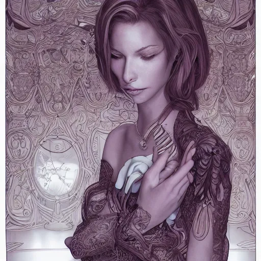 Image similar to the portrait of a ridiculously beautiful and elegant woman with a humongous nose, an ultrafine detailed illustration by james jean, final fantasy, intricate linework, bright colors, behance contest winner, vanitas, angular, altermodern, unreal engine 5 highly rendered, global illumination, radiant light, detailed and intricate environment