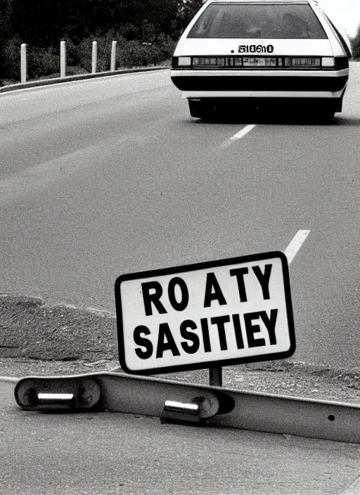 Prompt: a realistic photo of the road safety barrier, 1 9 9 0, photorealistic, reportage